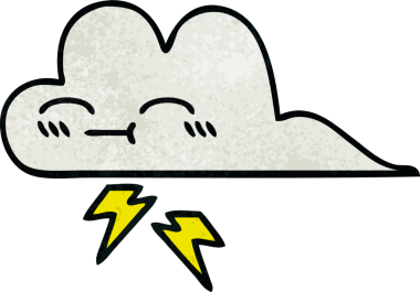 Bir insan tarafından çizilmiş bir gök gürültüsü bulutunun retro grunge desen çizimi