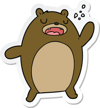 Bir insan tarafından çizilmiş komik bir ayının çıkartması.