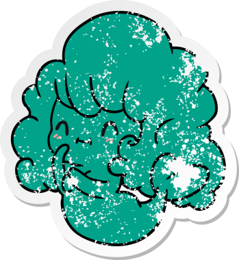 Kederli çıkartma çizimi, kawaii bir insan tarafından çizilmiş şirin hayalet deniz kızı.