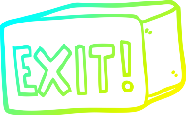 Bir insanın çizdiği çizgi film çıkış işaretinin soğuk gradyan çizgisi.