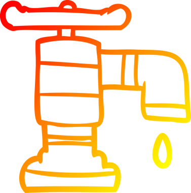 Bir insan tarafından çizilmiş sıcak çizgi film çizimi damlayan musluk