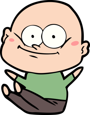 Bir insan tarafından çizilmiş kel bir adam.