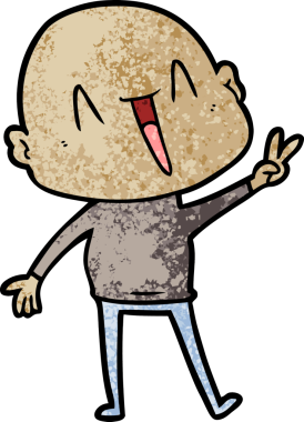 Bir insan tarafından çizilmiş mutlu, kel adam.