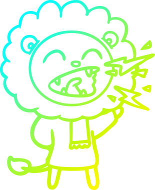 Bir insan tarafından çizilen kükreyen aslanın soğuk çizgi çizimi.