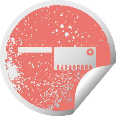 Bir insan tarafından çizilmiş kasap bıçağının derisi yüzülmüş, dairesel soyma etiketi.