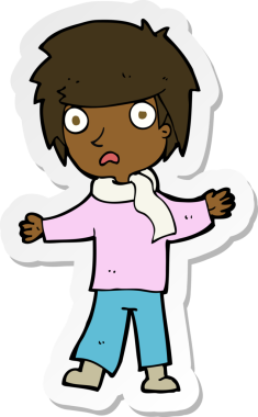 Bir insan tarafından çizilmiş mutsuz bir çocuğun çıkartması.