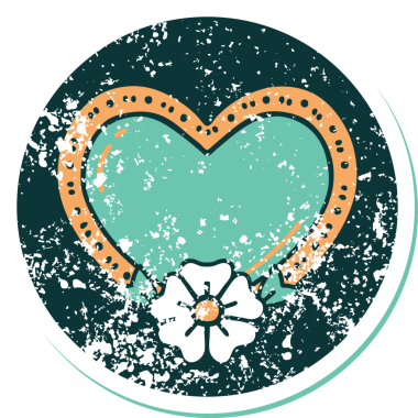 Bir insan tarafından çizilmiş kalp ve çiçeğin sembolik dövmesi.