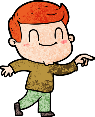 Bir insan tarafından çizilmiş çizgi film dostu bir adam.