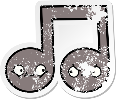 Bir insan tarafından çizilmiş şirin bir karikatür müzik notasının sıkıntılı çıkartması.