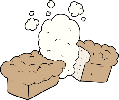 Bir insan tarafından çizilmiş taze ekmek karikatürü.