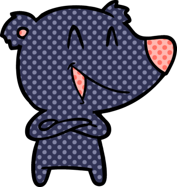 Bir insan tarafından çizilmiş çapraz kollu gülen ayı.