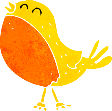 Bir insan tarafından çizilmiş şarkı söyleyen bir kuş.