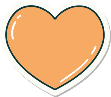 Bir insan tarafından çizilmiş geleneksel bir kalp şeklinde dövme çıkartması.