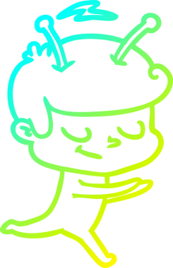 Bir insan tarafından çizilen, dost canlısı bir uzay adamının soğuk çizgi çizimi.