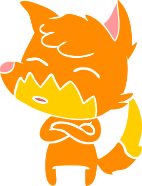 Bir insan tarafından çizilmiş düz renk çizgi film tilkisi