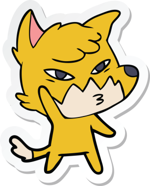 Bir insan tarafından çizilmiş akıllı bir tilkinin çıkartması.