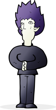 Bir insan tarafından çizilmiş vampir adam çizgi filmi.