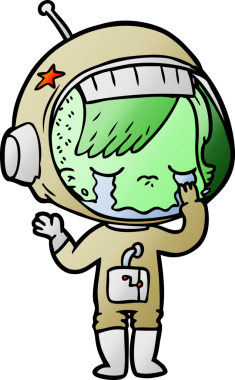 Bir insan tarafından çizilmiş ağlayan astronot kız.