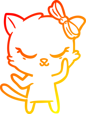 Bir insan tarafından çizilmiş sevimli bir çizgi film kedisinin sıcak çizgi çizimi