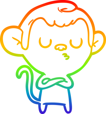 gökkuşağı gradyan çizgi çizimi bir insan tarafından çizilmiş bir maymun