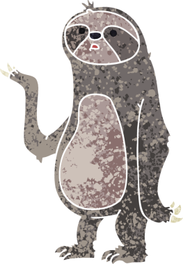 Retro illüstrasyon tarzı bir insan tarafından çizilmiş tuhaf çizgi film tembelliği.