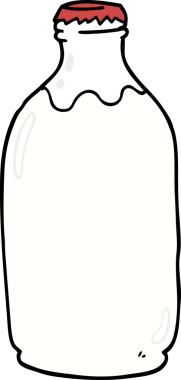 Bir insan tarafından çizilmiş süt şişesi.