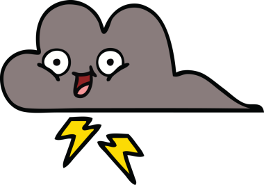 Bir insan tarafından çizilmiş fırtına bulutunun sevimli karikatürü.