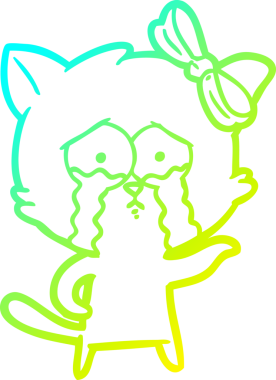 Bir insan tarafından çizilen çizgi film kedisinin soğuk gradyan çizgisi.