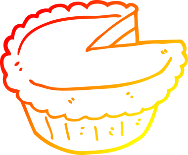 Bir insan tarafından çizilmiş çizgi film pastasının sıcak gradyan çizimi