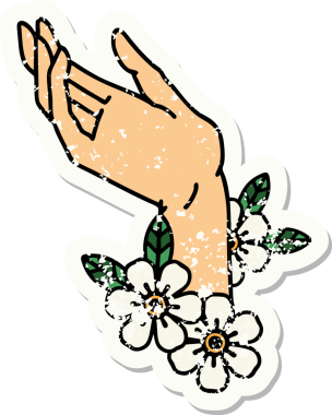 Bir insan tarafından çizilmiş geleneksel bir el dövmesi.