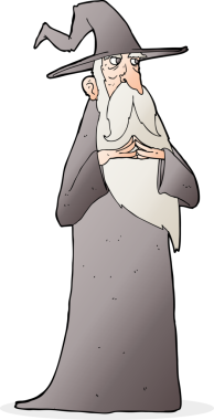 bir insan tarafından çizilmiş eski bir çizgi film sihirbazı