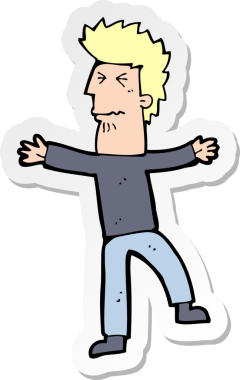 Bir insan tarafından çizilmiş bir karikatür çıkartması.