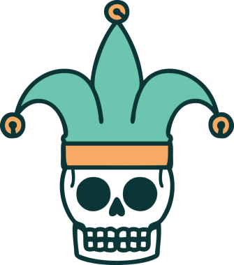 Bir insan tarafından çizilmiş bir kafatası soytarısının ikonik dövme şekli