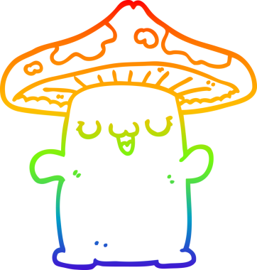 Gökkuşağı gradyan çizgi çizimi Bir insan tarafından çizilmiş mantar yaratık