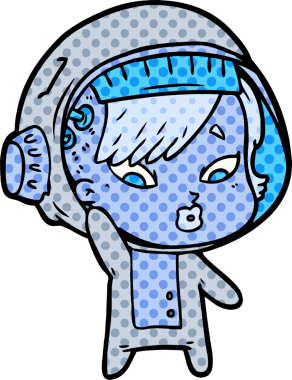 Bir insan tarafından çizilmiş astronot kadın.