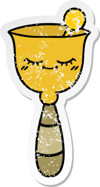 Bir insan tarafından çizilmiş şirin bir okul çanının sıkıntılı çıkartması.