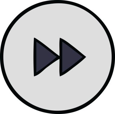 Bir insan tarafından çizilmiş ileri sarma düğmesinin sevimli karikatürü