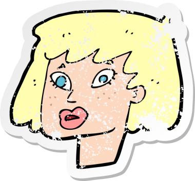 Bir insan tarafından çizilmiş bir karikatürün gerilimli retro yapıştırması.