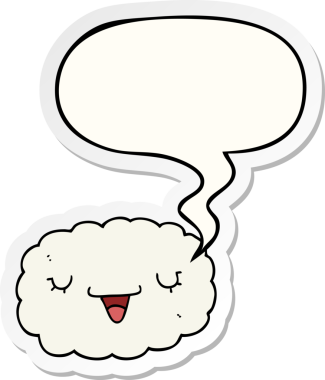 Bir insan tarafından çizilmiş balon çıkartmalı çizgi film bulutu.