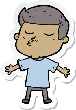 Bir insan tarafından çizilmiş bir çizgi film modelinin çıkartması.