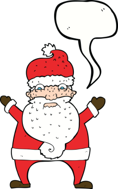 Çizgi film Noel Baba 'yı bir insan tarafından çizilmiş konuşma balonuyla strese soktu.