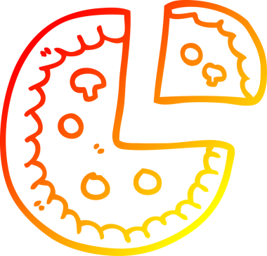 Bir insan tarafından çizilmiş bir pizzanın sıcak gradyan çizimi