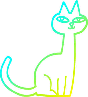 Bir insan tarafından çizilen çizgi film kedisinin soğuk gradyan çizgisi.