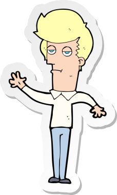 Bir insan tarafından çizilmiş, sıkılmış bir adamın çıkartması.