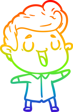 gökkuşağı gradyanı çizimi bir insan tarafından çizilmiş mutlu bir çizgi film adamı