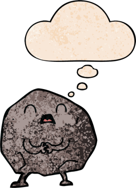 Bir insan tarafından çizilmiş grunge desenli düşünce baloncuklu karikatür rock.