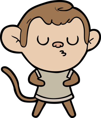 Bir insan tarafından çizilmiş sakin maymun çizgi filmi.