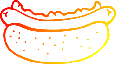 Bir insan tarafından çizilmiş bir sosislinin sıcak çizgi çizgisi.