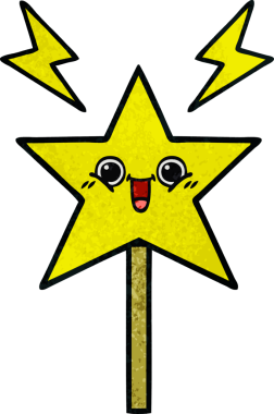 Bir insan tarafından çizilmiş sihirli bir değneğin retro grunge dokusu