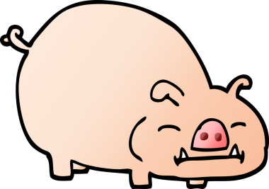 Bir insan tarafından çizilmiş vektör eğimli çizim çizimi domuz.